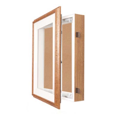 18×24 SwingFrame Designer Oak Wood Framed Cork Board Display Case 2″ Deep Online Sale