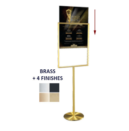 22×28 Deluxe Hospitality Sign Holder Floorstand Displays + Brass Finishes + 4 Finishes | Double-Sided Frame Sale