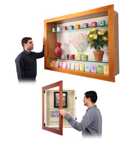 18×24 WIDE WOOD Framed Shadow Box Display Case with Glass Shelves (7″ Deep) Online Hot Sale