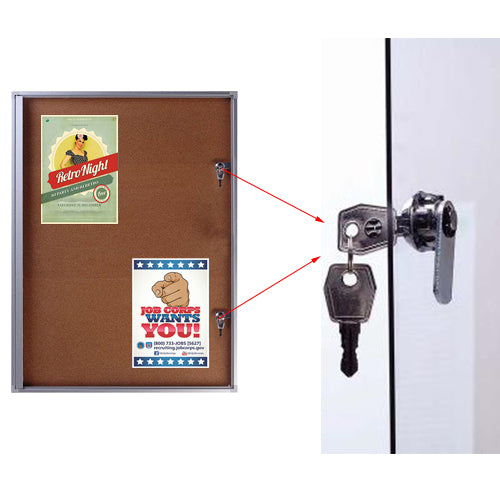 19 x 25 Indoor Enclosed Notice Office Cork Board | Showboard Holds FOUR 8.5×11 Postings | Satin Silver Finish Online now