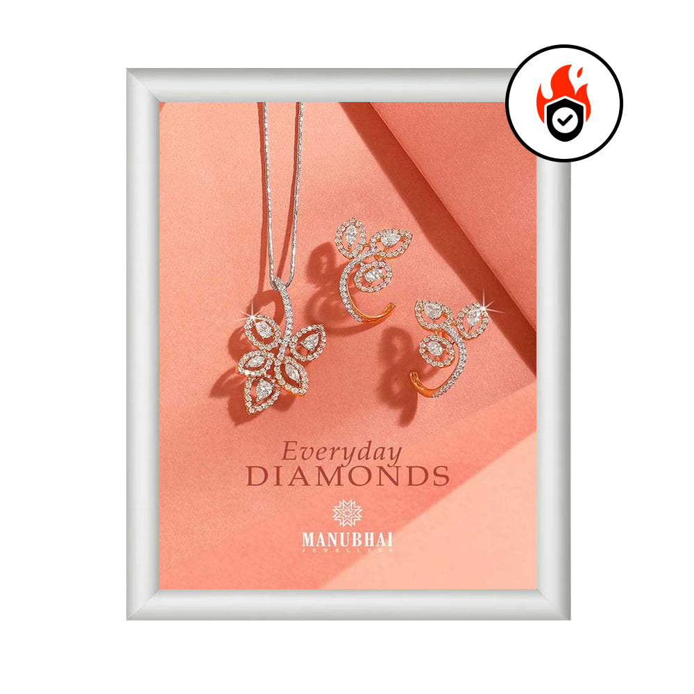 17″ x 22″ Fire Resistant Snap Frame, 1-inch Wide | Silver Metal Frame Online now