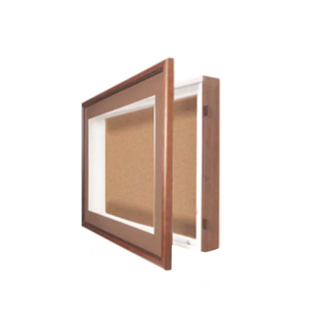 22×28 SwingFrame Designer Wood Framed Lighted Cork Board Display Case 1 Inch Deep Fashion