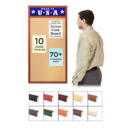 24″ x 84″ Open Face Wood #362 Framed Cork Board with Personalized Message Header Sale