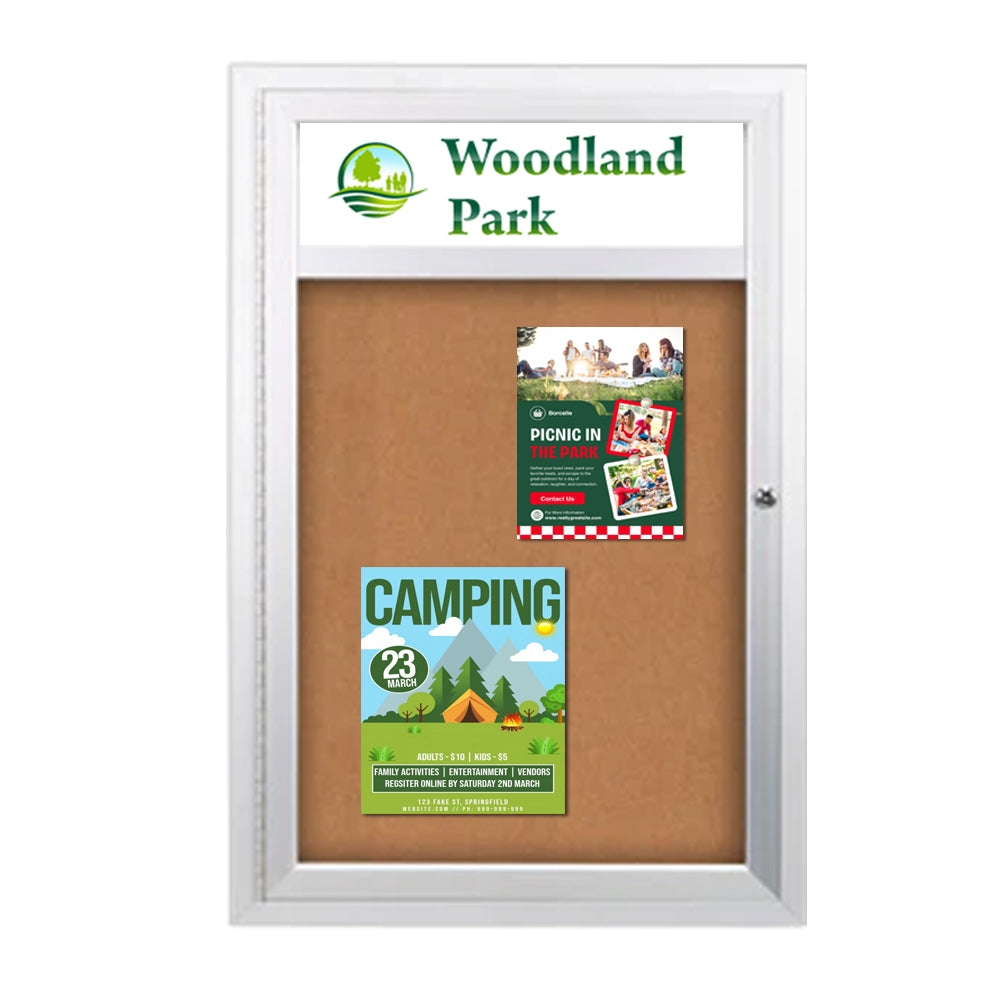 27″ x 41″ Outdoor Enclosed LED Lighted Poster SwingCases with Message Header | Single Locking Door Supply