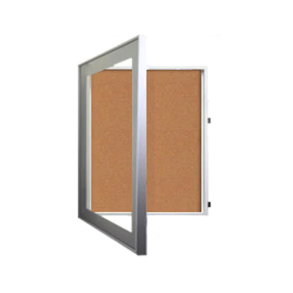 24 x 36 SwingFrame Designer 4 Inch Deep Shadow Box Display Case w Cork Board and Light – Metal Framed Discount