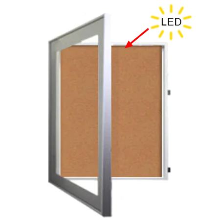 24×24 SwingFrame Designer Metal Framed Lighted Cork Board Display Case 3″ Deep Hot on Sale