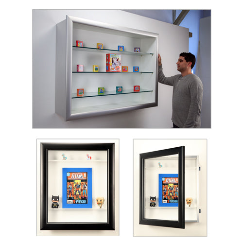 33×93 Shadow Box Display Case with Glass Shelves Metal Framed SUPER WIDE-FACE (9″ Deep) Discount