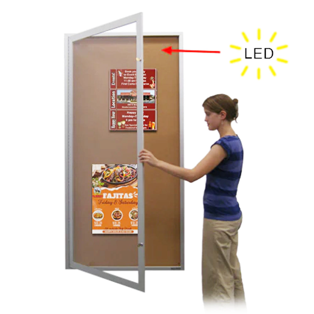 36 x 84 Extra Large Outdoor Enclosed Poster Case with LED Light | Single Door Metal Cabinet + Bulletin Board and  XL Viewable Window Area Online