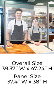 39.37″ W x 47.24″ H Adjustable Aluminum Frame Acrylic Countertop Sneeze Guard on Sale