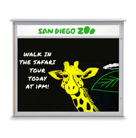 36″ x 36″ Outdoor Message Center Magnetic Black Dry Erase Board with Header (Left Hinged Single Door) Discount