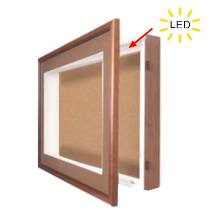 36×48 SwingFrame Designer Wood Framed Lighted Cork Board Display Case 2 Inch Deep Supply