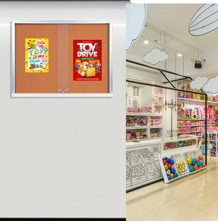 40×40 Indoor Enclosed Bulletin Cork Boards with Sliding Glass Doors Online now