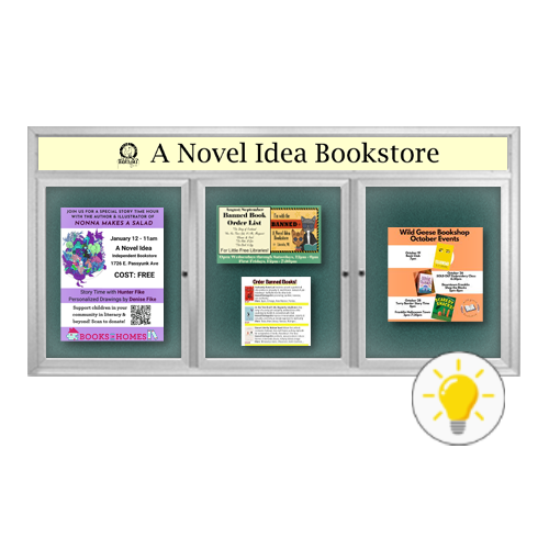 72 x 48 INDOOR Enclosed Bulletin Boards with Header & Lights (3 DOORS) Online now