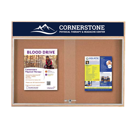 72×36 Indoor Enclosed Wood Enclosed Bulletin Boards with Sliding Glass Doors Header + Lights Online now