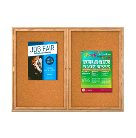 72 x 36 WOOD Indoor Enclosed Bulletin Cork Boards with Interior Lighting (2 DOORS) Hot on Sale