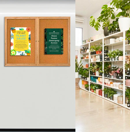 72 x 36 WOOD Indoor Enclosed Bulletin Cork Boards with Interior Lighting (2 DOORS) Hot on Sale