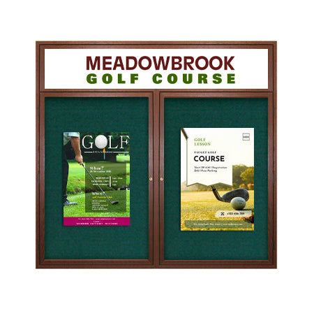 60 x 24 Indoor Wood Enclosed Bulletin Boards with Header & Lights (2 DOORS) Online Sale