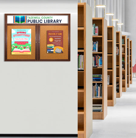 60 x 24 Indoor Wood Enclosed Bulletin Boards with Header & Lights (2 DOORS) Online Sale