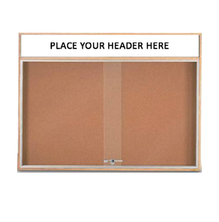 72 x 36 Indoor Enclosed Wood Bulletin Boards with Sliding Glass Doors and Message Header Online Sale