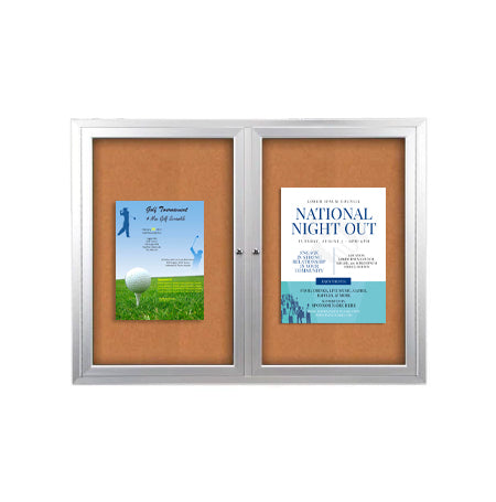 84 x 30 INDOOR Enclosed Bulletin Boards with Lights (2 DOORS) on Sale