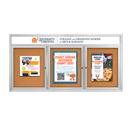 84 x 48 Enclosed Outdoor Bulletin Boards with Header & Lights 3 DOOR Online Sale