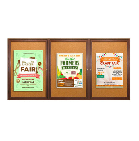 84 x 36 WOOD Indoor Enclosed Bulletin Cork Boards with Interior Lighting (3 DOORS) Online now