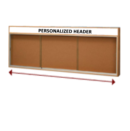 84 x 48 Indoor Enclosed Wood Bulletin Boards with Sliding Glass Doors and Message Header on Sale