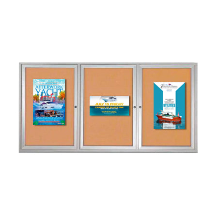 84 x 48 INDOOR Enclosed Bulletin Boards with Lights (3 DOORS) on Sale