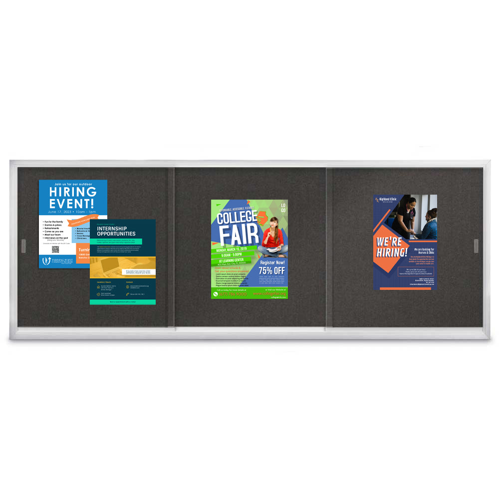 84 x 48 Indoor Enclosed Bulletin Cork Boards with Sliding Glass Doors Hot on Sale
