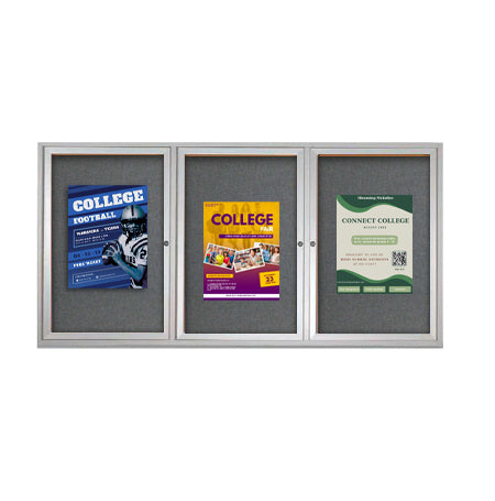 96×24 Enclosed Indoor Bulletin Boards with Radius Edge (3 DOORS) Fashion