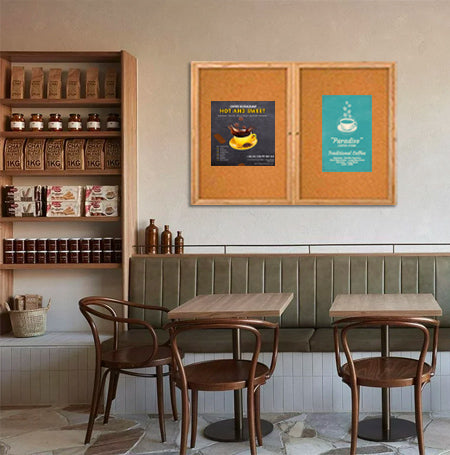 84 x 30 WOOD Indoor Enclosed Bulletin Cork Boards with Interior Lighting (2 DOORS) Online now