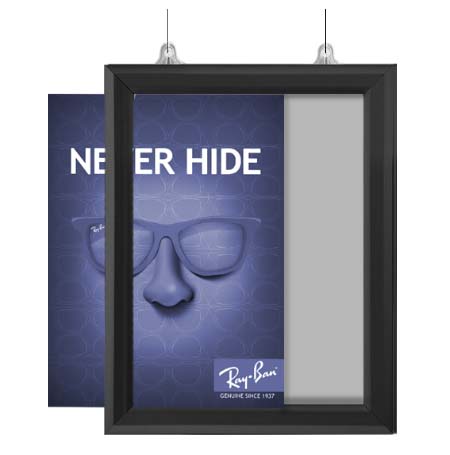 8.5×11 Slide-In Ceiling Mount Sign Holder 1″ Wide | Mitered Black Frame Quick Ships Sale