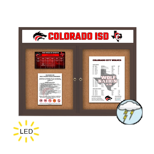 84 x 48 Enclosed Outdoor Bulletin Boards with Header & Lights 2 DOOR Online Hot Sale