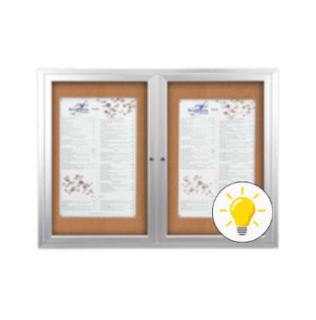 84 x 48 INDOOR Enclosed Bulletin Boards with Lights (2 DOORS) Online Sale