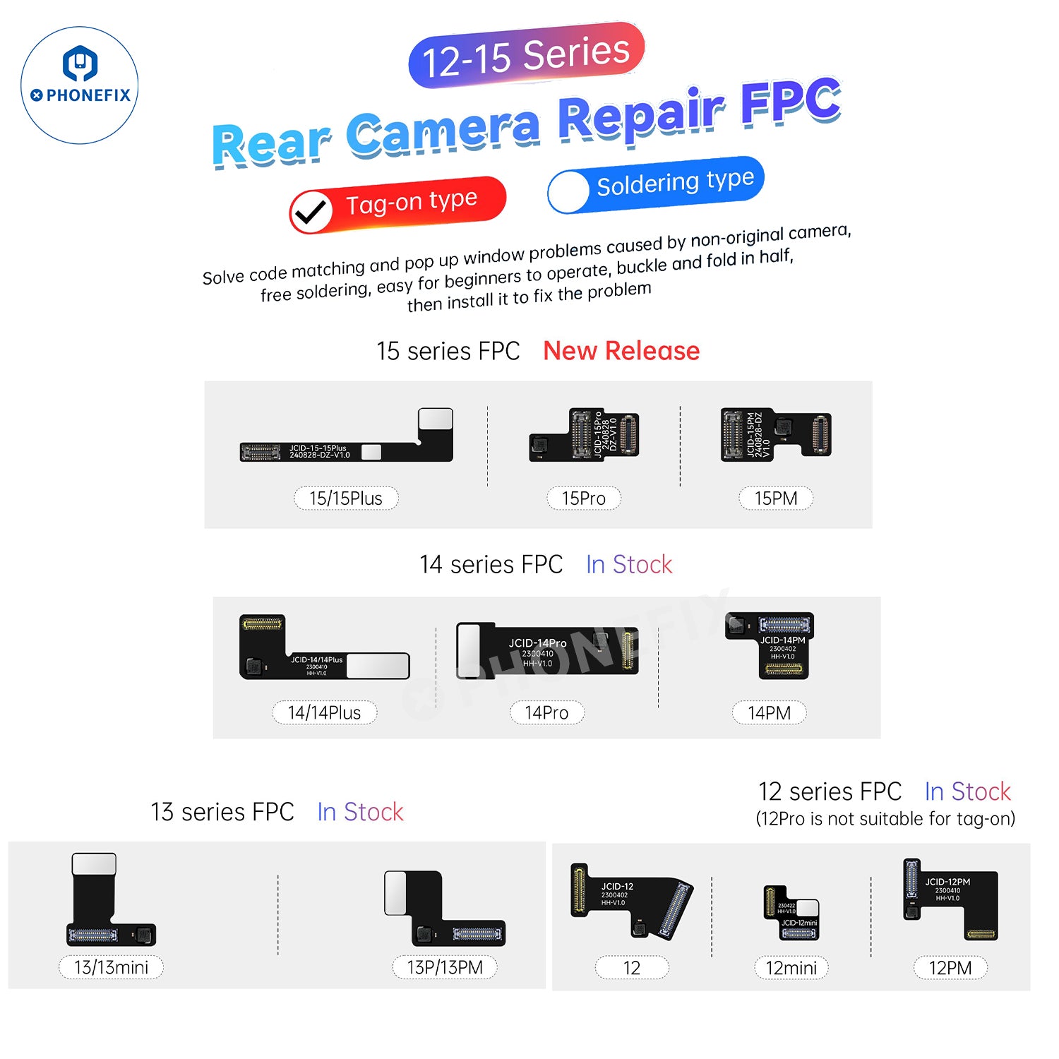 JCID Wide Angle Camera Tag-On Repair FPC For iPhone 12-16 Pro Max Online