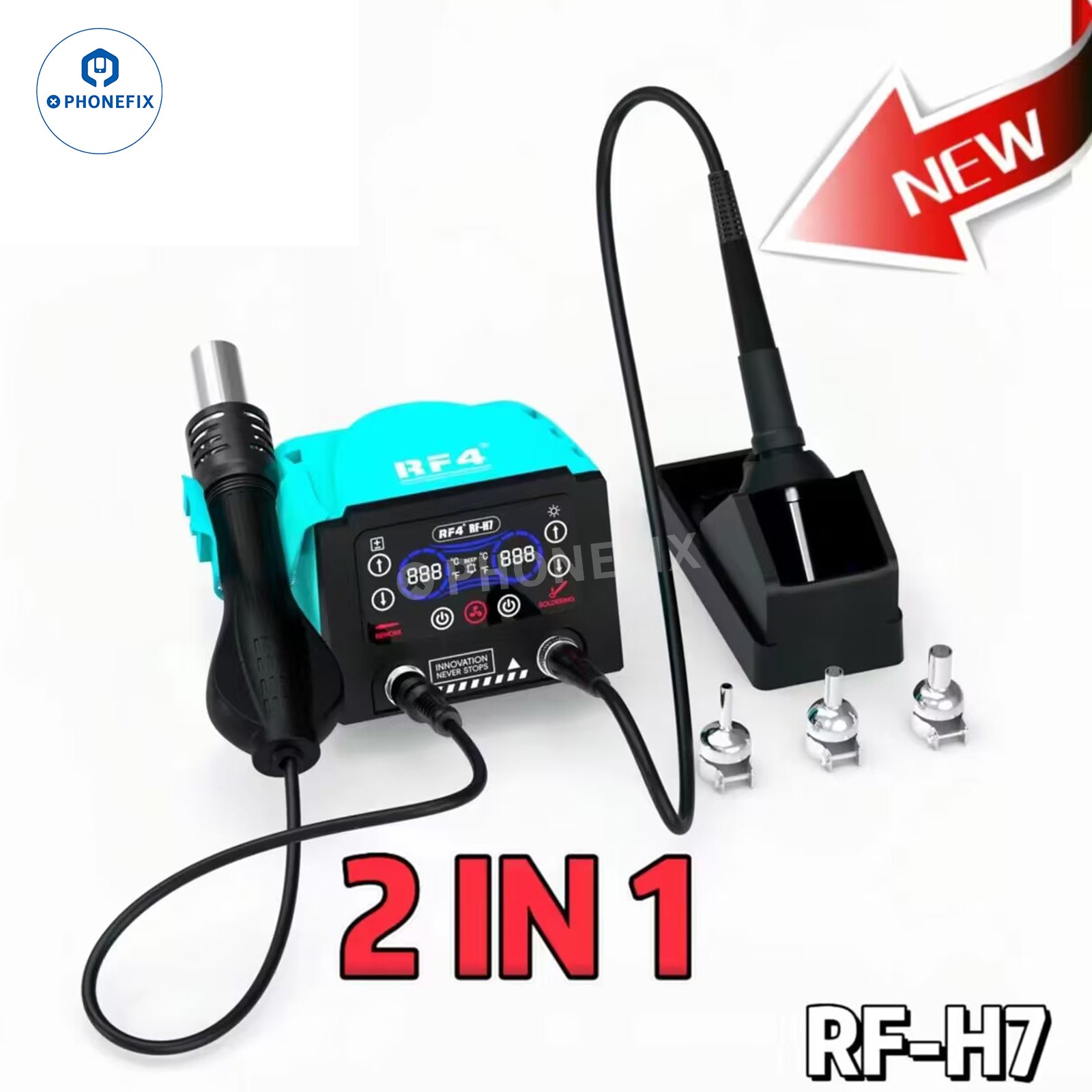 RF-H6 RF-H7 Hot Air Soldering Iron 2 in 1 Station Digital Touch Display on Sale