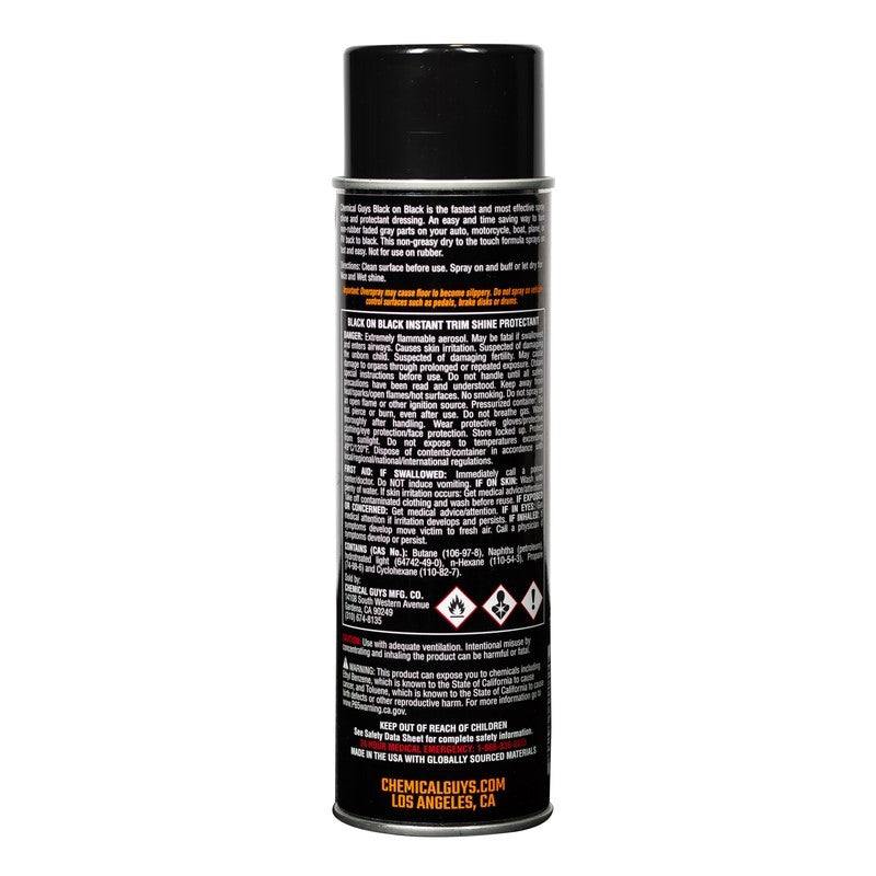 Chemical Guys Black on Black Instant Trim Shine Spray Dressing – 11oz (Aerosol) Hot on Sale