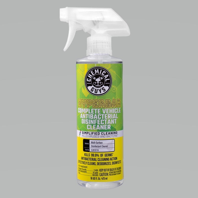 Chemical Guys Hyperban Complete Vehicle Antibacterial Disinfectant Cleaner – 16oz Supply