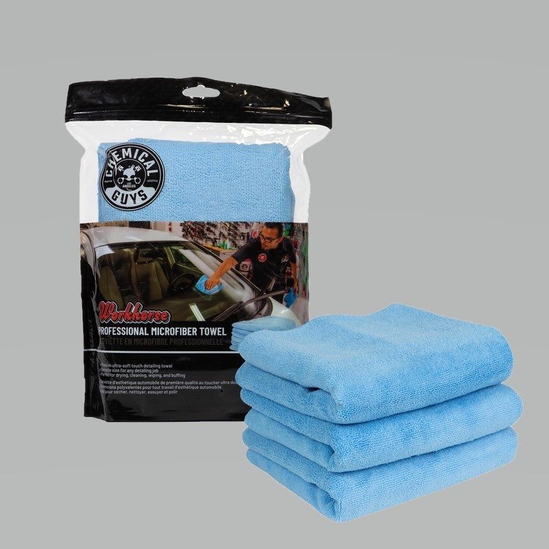 Chemical Guys Workhorse Professional Microfiber Towel – 16in x 16in – Blue – 3 Pack Fashion