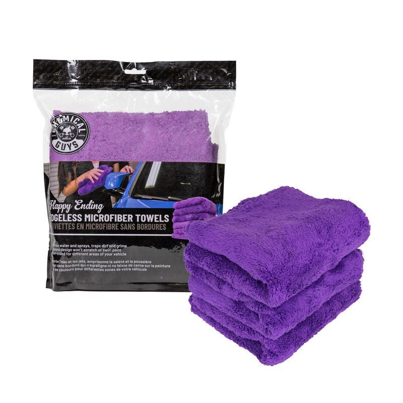 Chemical Guys Ultra Edgeless Microfiber Towel – 16in x 16in – Purple – 3 Pack Hot on Sale