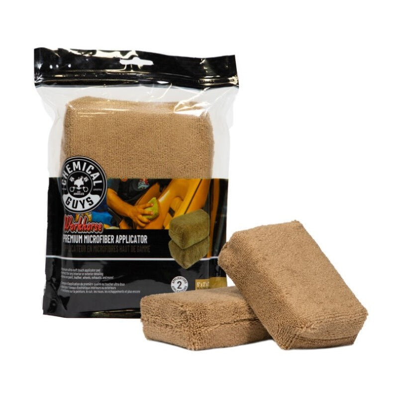 Chemical Guys Workhorse Microfiber Applicator – 5in x 3in x 1.5in – Tan – 2 Pack Online Sale