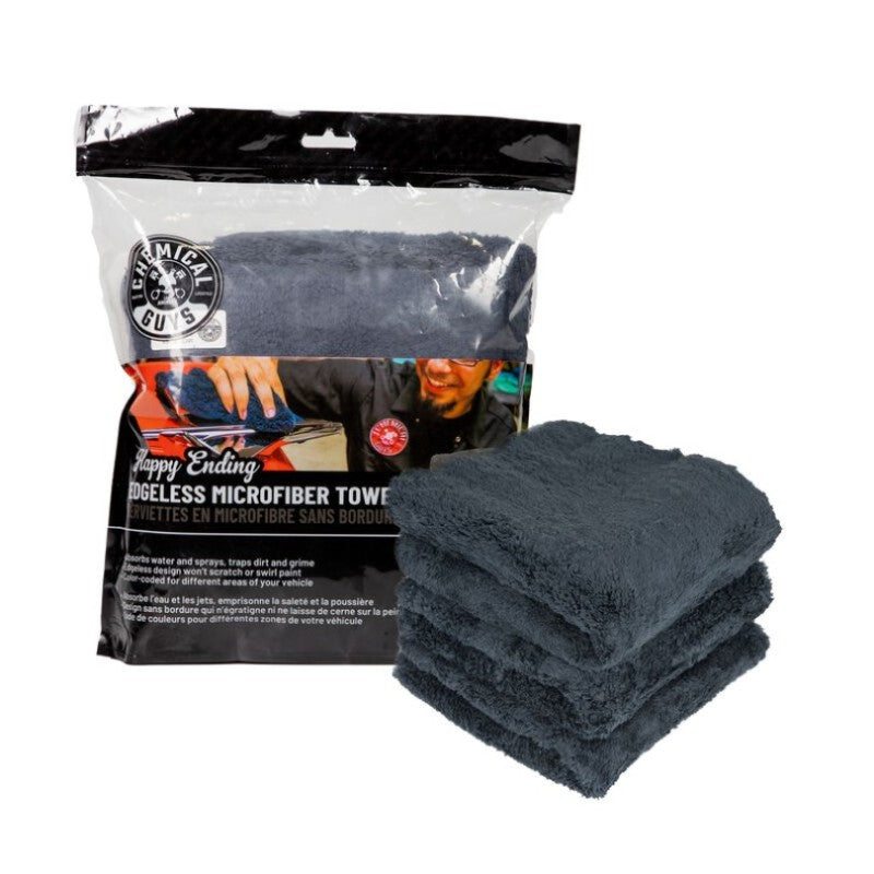 Chemical Guys Ultra Edgeless Microfiber Towel – 16in x 16in – Black – 3 Pack Sale