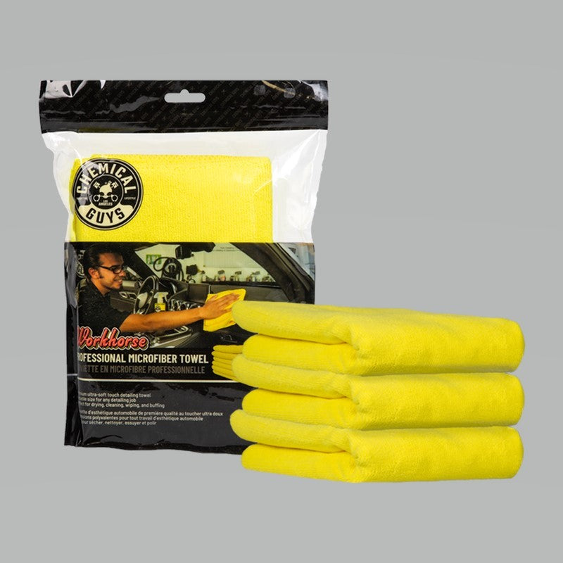 Chemical Guys Workhorse Professional Microfiber Towel – 16in x 16in – Yellow – 3 Pack Online Sale
